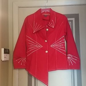 Ladies Red Denim 2 piece suit